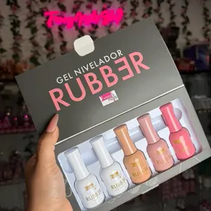 Rubber Colection Fantasy Nails Gel Nivelador Rubber Set of 5 Colors for Perfect Nail Art