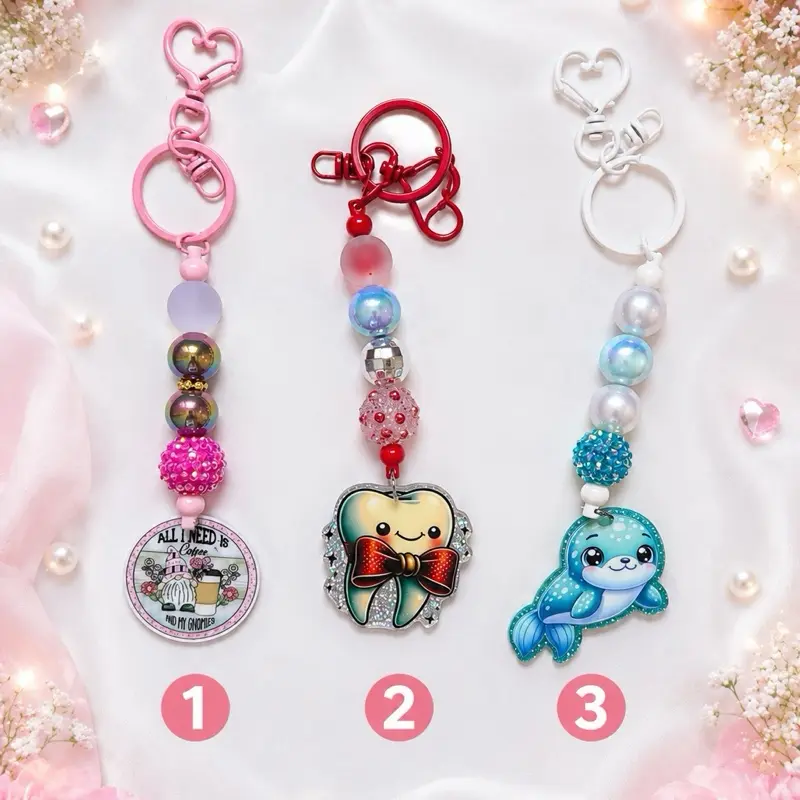 Handmade Beaded Cute Acrylic Keychain
