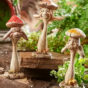 Fantasy Mushroom Garden Decor - Handmade Resin Outdoor Statue, Distinct Expression, Vibrant Color and Natural Texture, Suitable fortyard, Yard, Home - Spring, Summer, Autumn Seasonal Decor, Garden Accessories