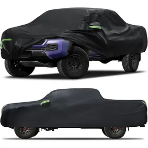 Truck Cover Waterproof All Weather for Automobiles Outdoor Full Exterior Cover Rain Sun Wind Protection Suitable for 220-232 inch pickup trucks Black Triple-layer Protection Scratch-Resistant Interior Lining Secure Windproof Design