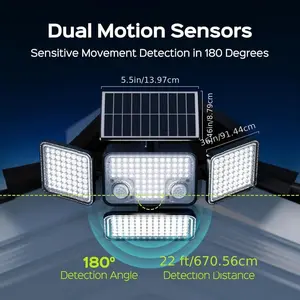 JACKYLED Solar Lights Outdoor, 2500LM 278 LED Motion Sensor Outdoor Lights with Remote, 4 Heads Solar Flood Lights for Outside, Security Lights for Yard Patio