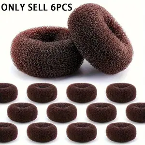6pcs Hair Donut Bun Maker - Elastic Medium Hair Bobby Pins for Quick Voluminous Buns, Secure Hold Hair Rings for Women & Men with Normal Hair, Versatile Styling for Casual & Formal Events| Soft Texture, Hair Styling Kit, Hair Accessories