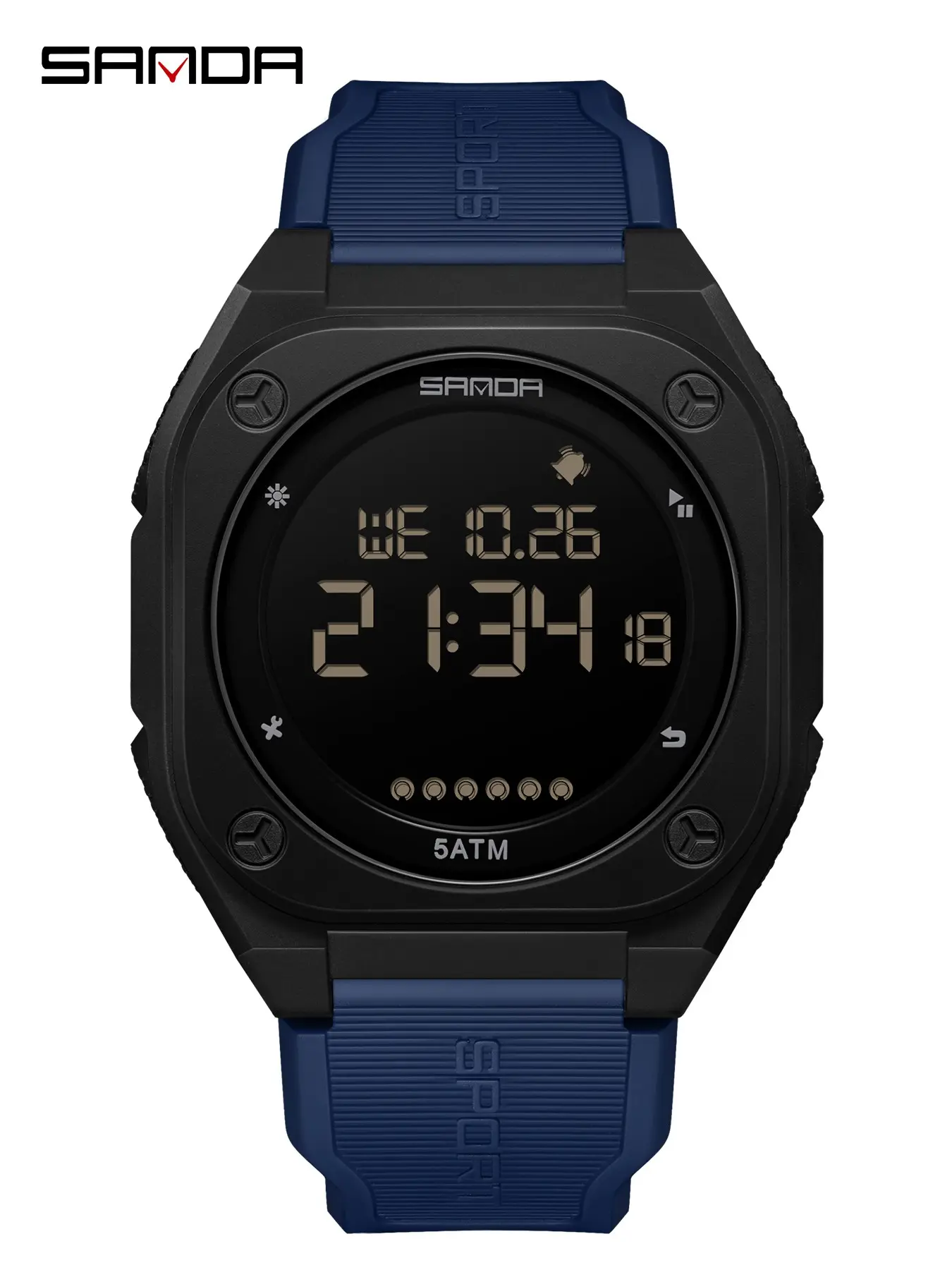 SANDA 6303 Outdoor Sports Electronic Watches for Men Digital Wristwatch Calendar Luminous Waterproof Silicone Strap, Waterproof Wrist Watch, with Luminous & Alarm & Calendar Function, with Box