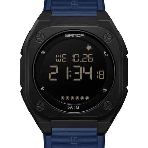 SANDA 6303 Outdoor Sports Electronic Watches for Men Digital Wristwatch Calendar Luminous Waterproof Silicone Strap, Waterproof Wrist Watch, with Luminous & Alarm & Calendar Function, with Box