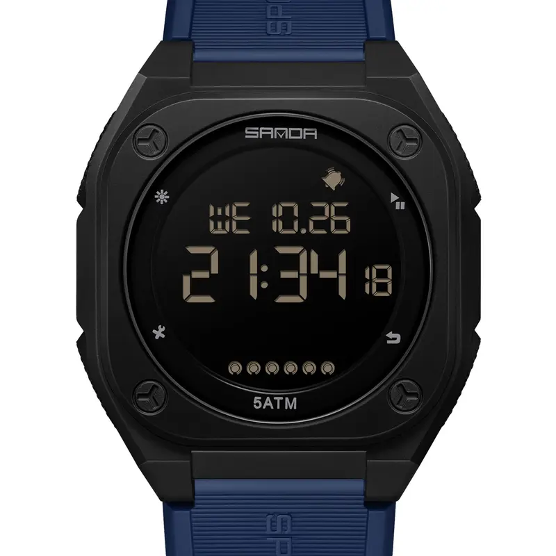SANDA 6303 Outdoor Sports Electronic Watches for Men Digital Wristwatch Calendar Luminous Waterproof Silicone Strap, Waterproof Wrist Watch, with Luminous & Alarm & Calendar Function, with Box