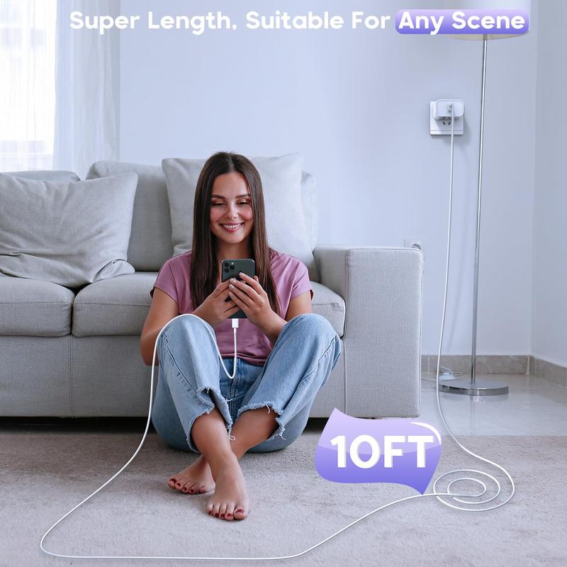 10Ft iPhone 17 16 15 Charger Fast Charging Type C Chargers USB C Charger Block i Phone 16 Chargers with 3 Pack 10FT Cable for iPhone 16/16 Plus/16 Pro/16 Pro Max/iPhone 15/15 Pro Max/Samsung(White)