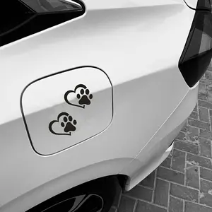 2PCS/SET Cute Pet Heart Paw Print Car Sticker, Decal, Universal Car Sticker, for Car Body, Motorcycle, Notebook, Add Cute Pet Warm Style Logo, Personalized Cute Pet Style Decoration