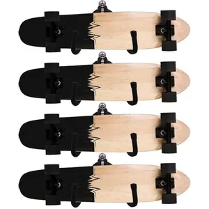 Skateboard Wall Rack Storage, Holds 4 Boards, Longboard Wall Display Tool Rack, Deck Display Wall Mount Hanger Rack, Home and Garage Skateboard Storage Hanger No Brand