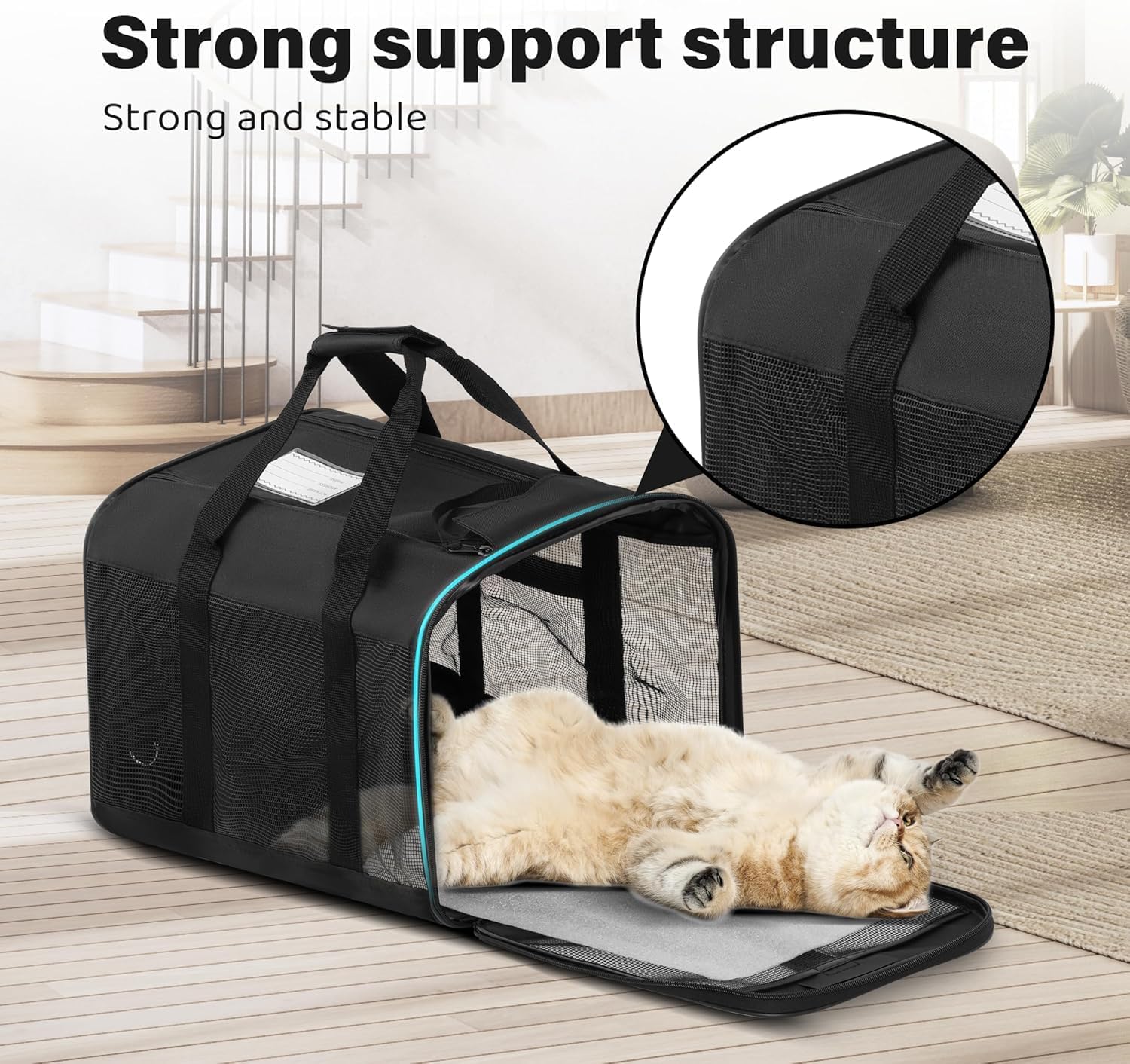 17" x 12" x 12"17 lbs, Breathable Portable Soft-Sided Carrier for Cats & Dogs, Travel Pet Bag for Car & Vet VisitsBlack