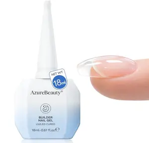 AZUREBEAUTY Clear Builder Nail Gel, 18ml 7-in-1 Nail Builder Gel for Extension, Strengthening, Apex Building & Rhinestone Glue, LED UV Cured Rubber Base Gel for Salon Home DIY