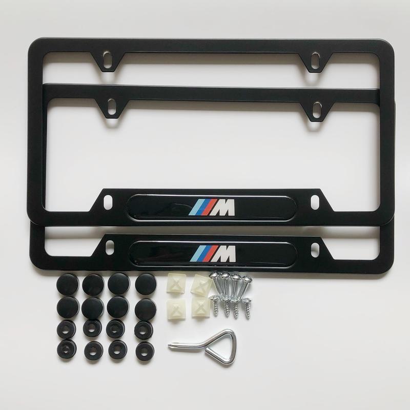 2pcs License Plate Frames with M,Aluminum Alloy License Plate Cover for US Standard License Plate BMW X1 X3 X5 X7 330i M340i M3 M4 auto Water Proof,Wear Resistant,Car Accessories
