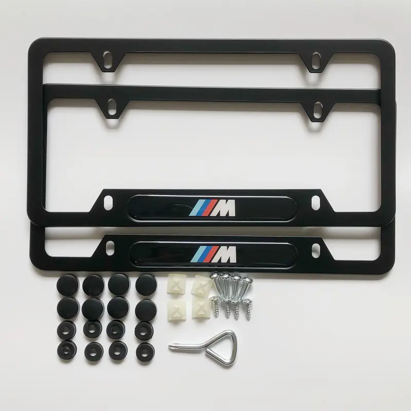 2pcs License Plate Frames with M,Aluminum Alloy License Plate Cover for US Standard License Plate BMW X1 X3 X5 X7 330i M340i M3 M4 auto Water Proof,Wear Resistant,Car Accessories