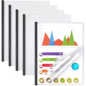 Report Covers with Sliding Bar, Clear Report Covers for A4 and Letter-Size Paper, Resume Covers, Presentation Folders, File Document Binders for School and Business, 70-Sheet Capacity