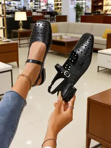 Cutout Mary Jane Slingback Sandals | Breathable Summer Low Heel Flats, Comfortable Closed-Toe Work Shoes for Women, Casual Office & Daily Wear