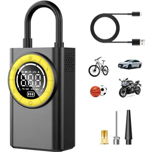 CaRSun Tire Inflator Portable Air Compressor, Bike Pump with Gauge and USB Charging Output, 150PSI Fast Inflation Portable Tire Inflator for Car Bicycles Motorcycles Scooter Balls