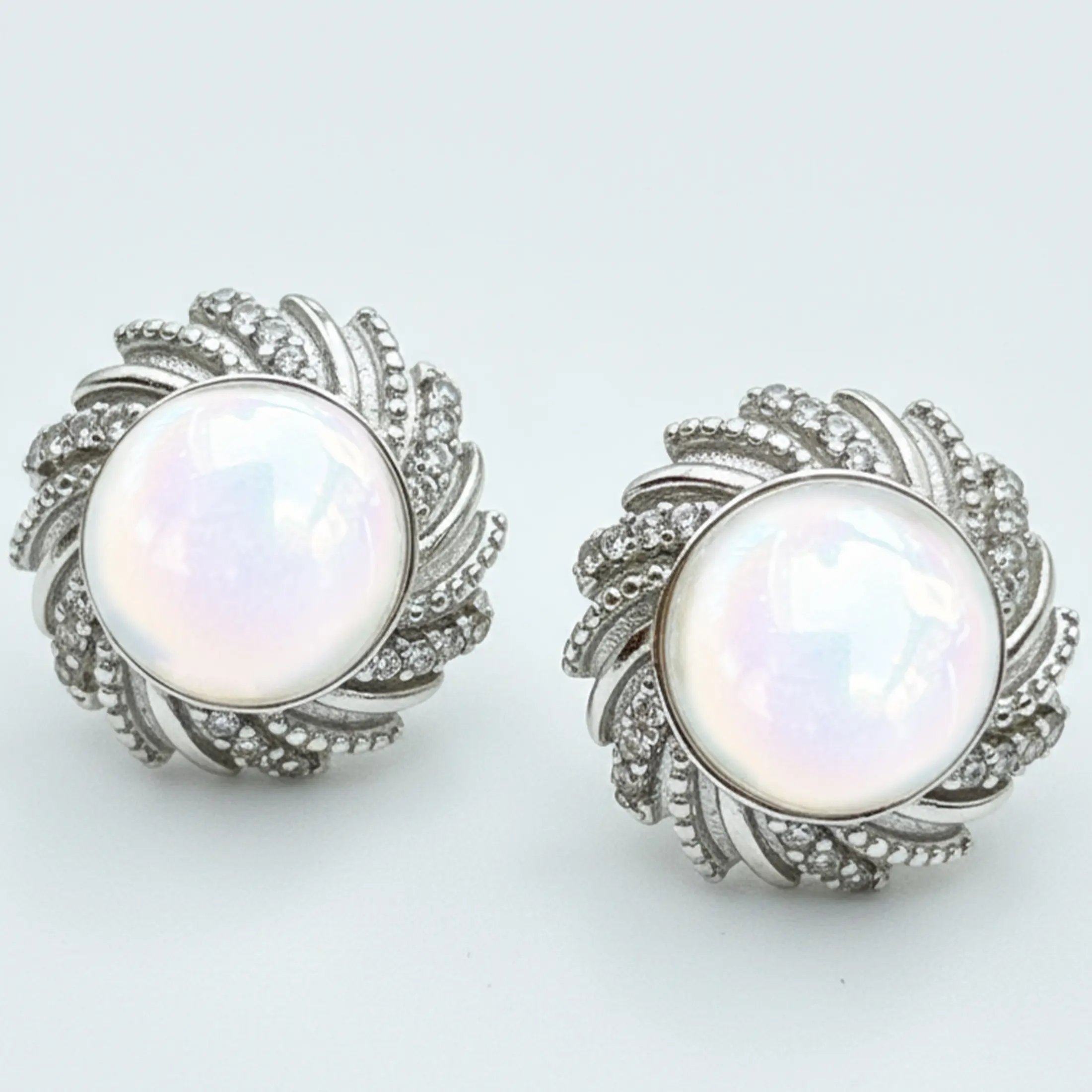 Pearl Stud Earrings – Real Freshwater Pearls 8-9mm, 925 Sterling Silver Vintage Style, Handmade Elegant Gift for Her