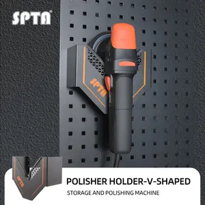 SPTA Polisher Holder V Shape,V-Shape Machine Polisher Wall Holder,Organizer, Angle Grinder Holder Tool Wall mount Bracket For Dual Action & Rotary Polishers for Mobile Detailing, Detailing Storage