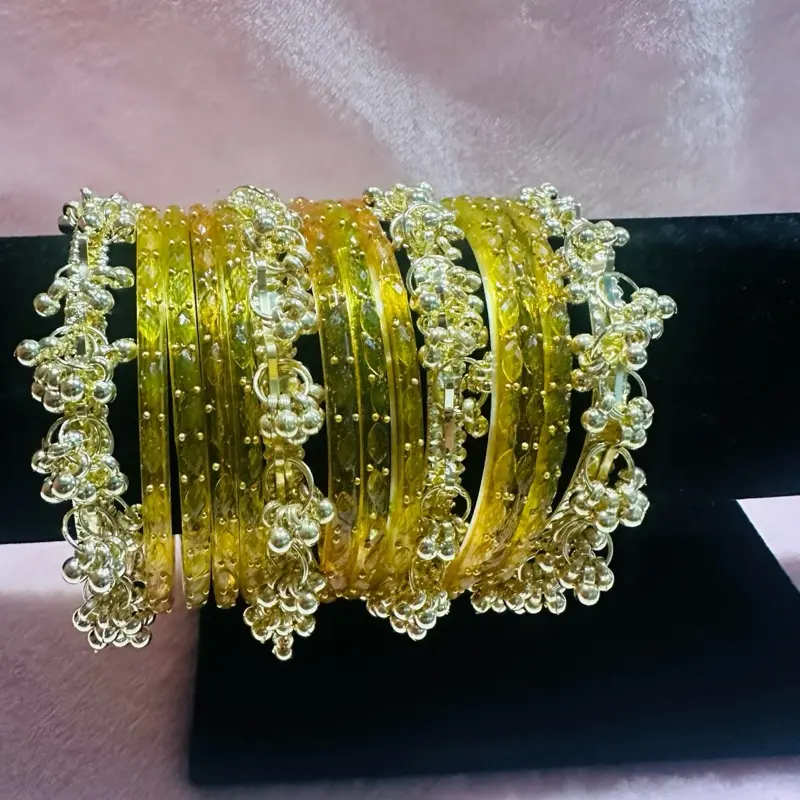 4pc Gold Tone and 12pcs Kashmiri Colorful Glass Bangle Set with Charms  Traditional South Asian Chooriyan | Perfect for Festivals, Weddings & Desi Aesthetics