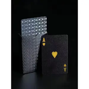 54pcs/1set Black Gold Dollar Playing Cards, Gold Foil Silver Plastic Playing Cards, Mysterious High-end Black Gold Playing Cards, Can Be Used For Family Gatherings, Entertainment And Cultural Supplies, Holiday Party Supplies, Party Supplies