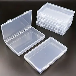 4pcs Transparent Stationery Box, Rectangular Plastic Clear Tool Parts Small Box, Mobile Phone Mask Fishing Tackle Storage Box, Adjustable Storage Box, Stationery Organizer Box, Home And Office Supplies, etc.