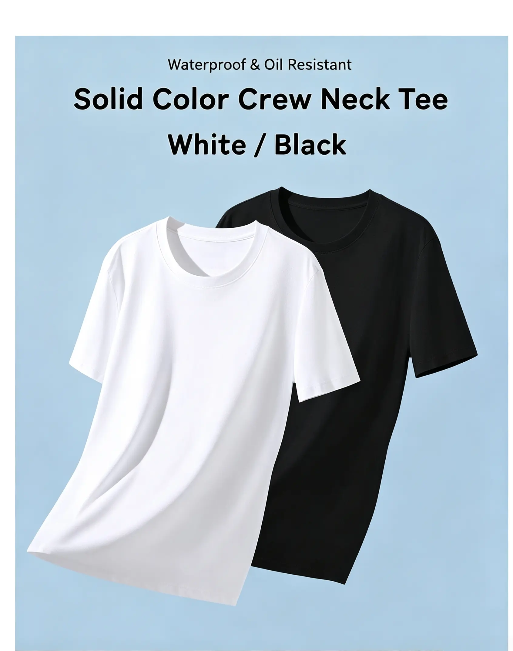 Men's Shortsleeve T-shirt - Stylish Soft Round Neck Solid Color Performance Top, Waterproof, Oilproof & Quick Dry for Gym & Running, Plain, Fabric, Day, Tshirt, Joggers, Outdoor, Sports