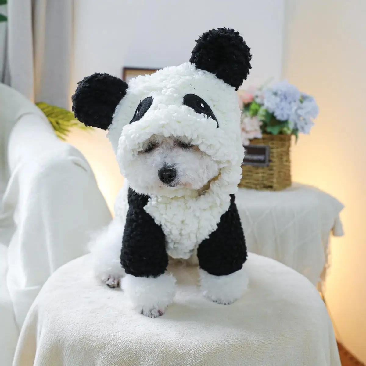 Cute Panda Design Pet Costume, Thickened & Warm Pet Clothes for Small Dogs & Cats, Pet Supplies for Autumn and Winter