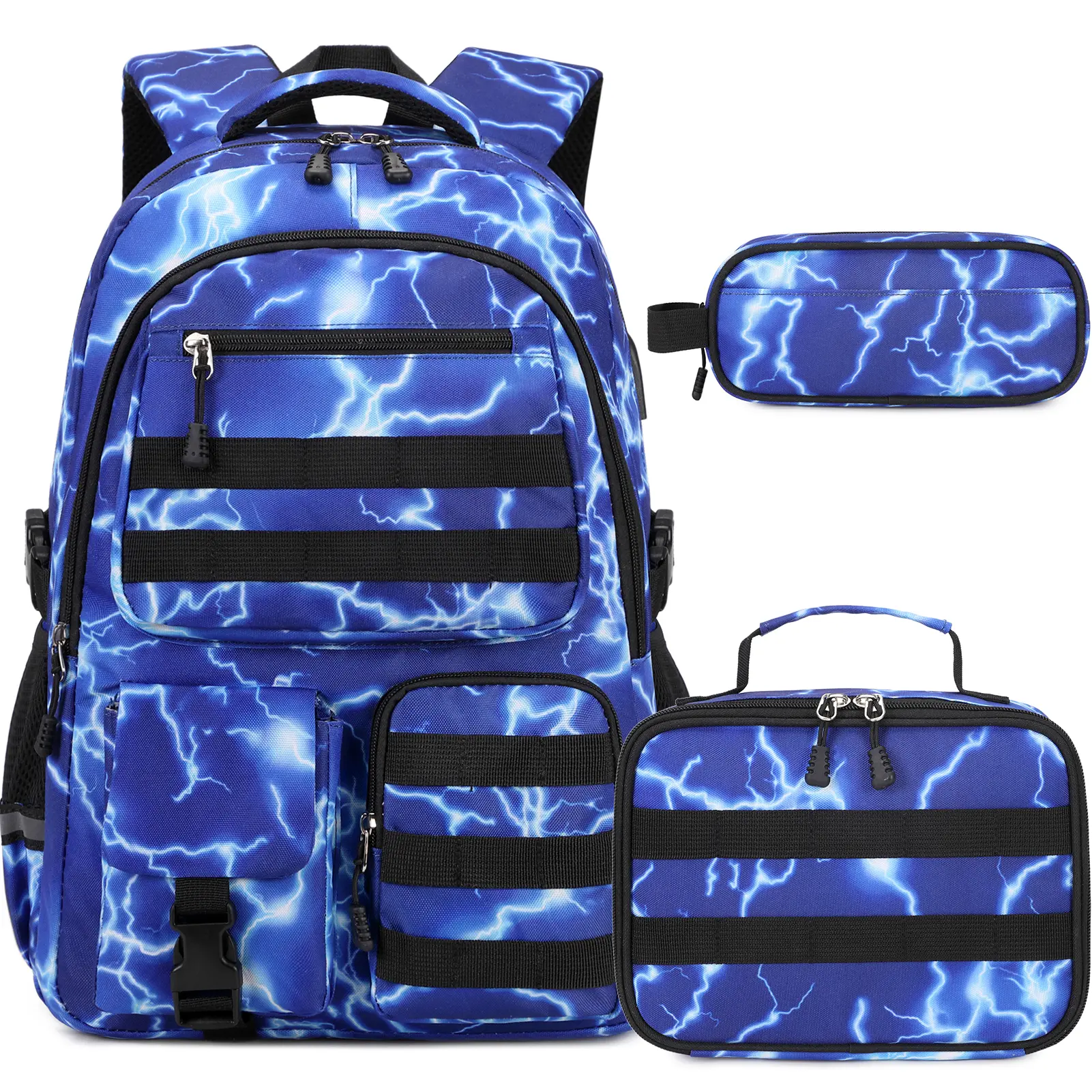 Similove 3/4PCS Camo Backpack for Boys, Tactical Boy Backpacks with Insulated Water Bottle/Sling Bag, USB Charging P Military Army SchoolBags for Boy Teens Kids Elementaryort Middle High School