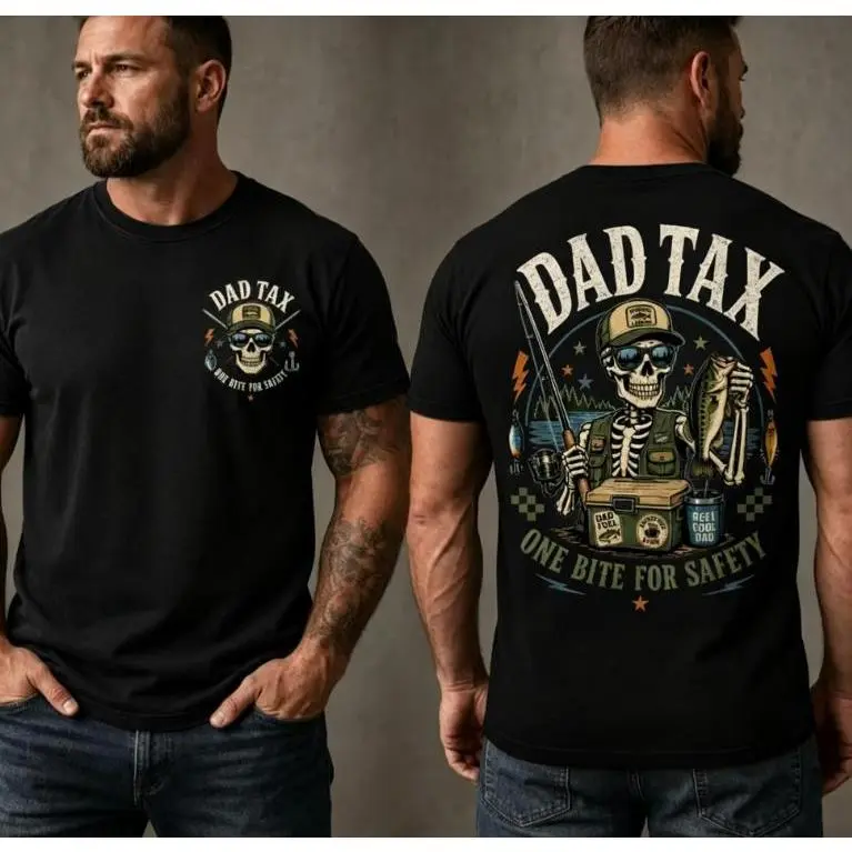 Funny Dad Tax Fishing Shirt, Funny Fathers Day Gift for Dad, Bass Fisherman Skeleton Graphic Tee, Father's Day Gift, Gift for Him