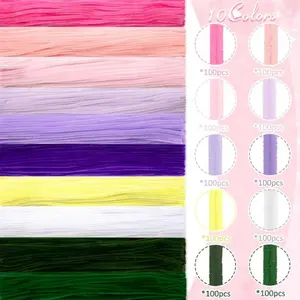 1402-piece pipe cleaner flower set| 1000 chenille stems in 10 colors, used for making tulip bouquets, art and craft projects, creative gifts, party and wedding decorations, mixed colors (not finished products)