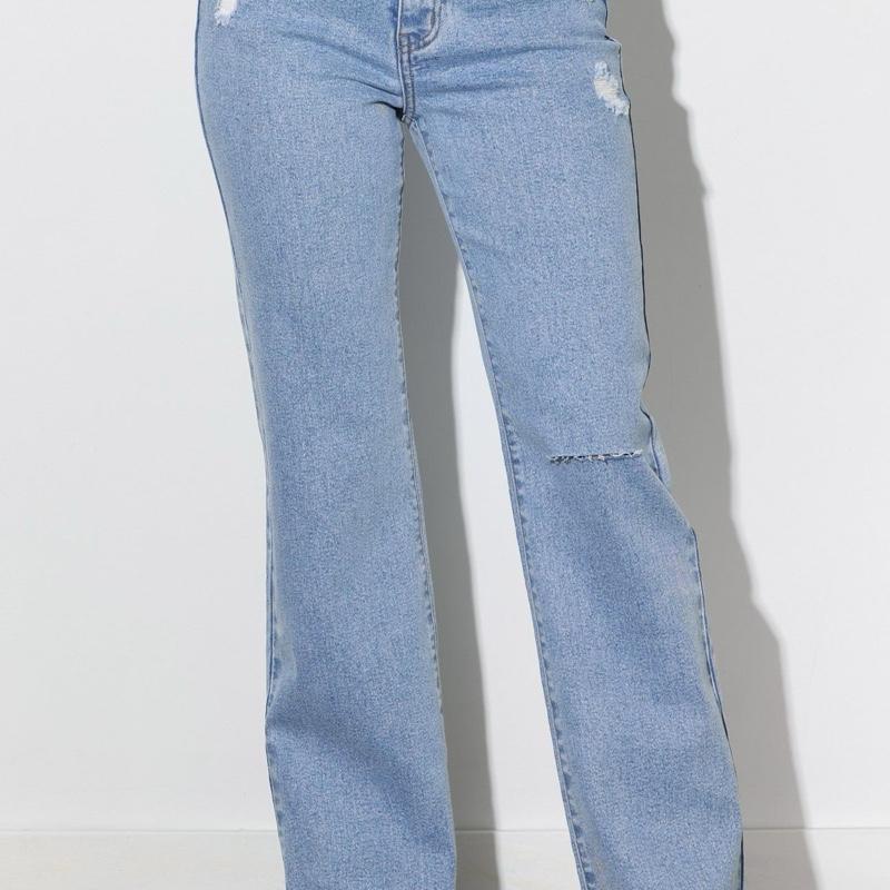 Vibrant P6182 Jeans Rectos Straight Leg with Sutil Desgaste Original Denim Womenswear Casual Chic Pants