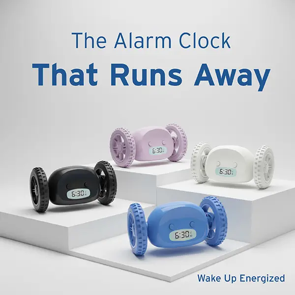 CLOCKY Alarm Clock on Wheels that Runs Away & Forces you to Wake Up | Loud Alarm for Heavy Sleepers | No More Snooze | Cute for Bedrooms | Funny Wake Up Gift for Teens, Students & Adults