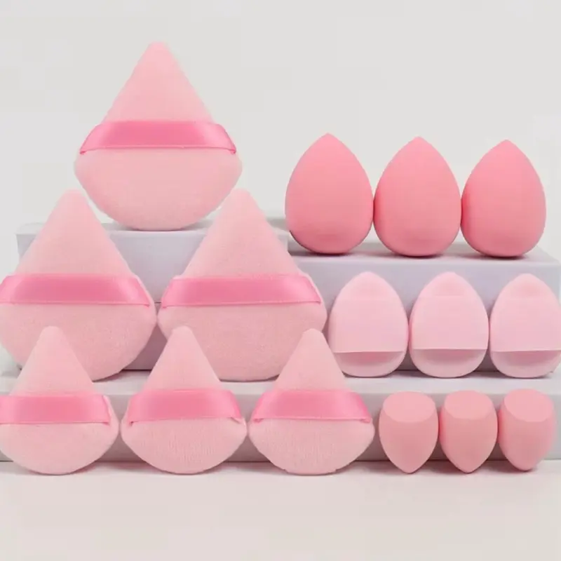 Makeup Sponge Set of 21 Non-latex Super Soft Material 5 Loose Powder Tassels 3 Mini Tassels 1 Large Sponge 3 Medium 3 Mini 4 Air Cushion Sponges 2 Eyebrow Brushes for Sensitive Skin