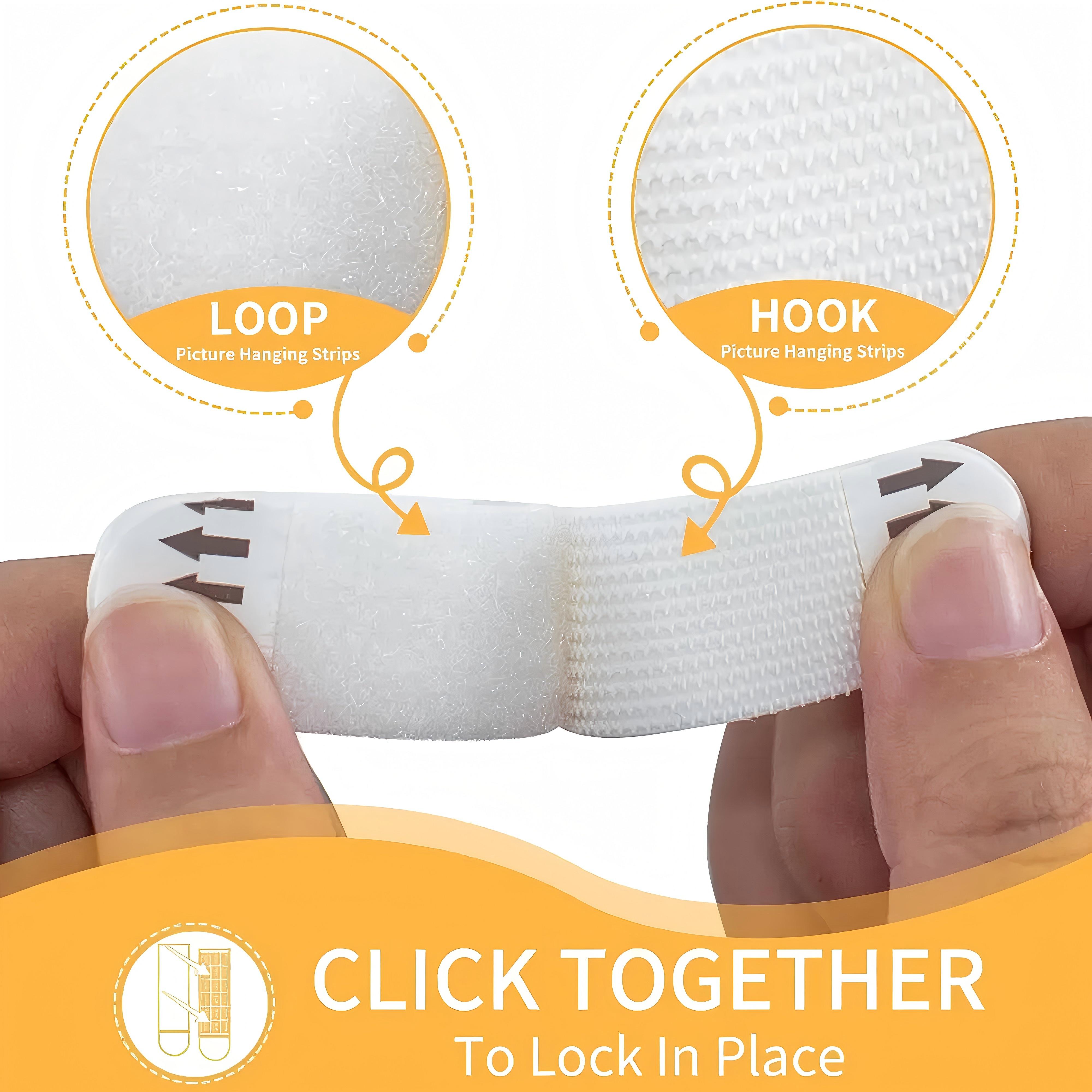 Removable Picture Hanging Strips Nail-Free Double Sided Adhesive Strips No Damage Wall Mount for Frames Hook & Loop All-in-one Heavy Duty