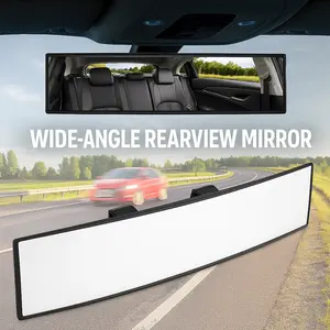 Universal 11 Inch Panoramic Convex real view Mirror, Interior Clip-on Wide Angle to Reduce Blind Spot Effectively for Car SUV Trucks Clear Visibility Safety Install Rearview High Definition