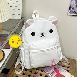 Kawaii Rilakkuma Backpack Anime Cartoon Embroidery Backpack Stylish Large-Capacity Student School Bag Nylon Multifunctional Bags