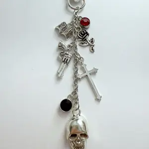 Sik Luv Inspired Kindle Charm | Dark Romance Bookish Accessory | Gothic Skull, Cross & Rose Charm