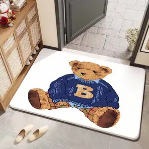 1pc British College Style Sweater Bear Rug, Cute Decorative Mat for Entryway, Cozy Atmosphere Home Decoration, Perfect for British College Theme