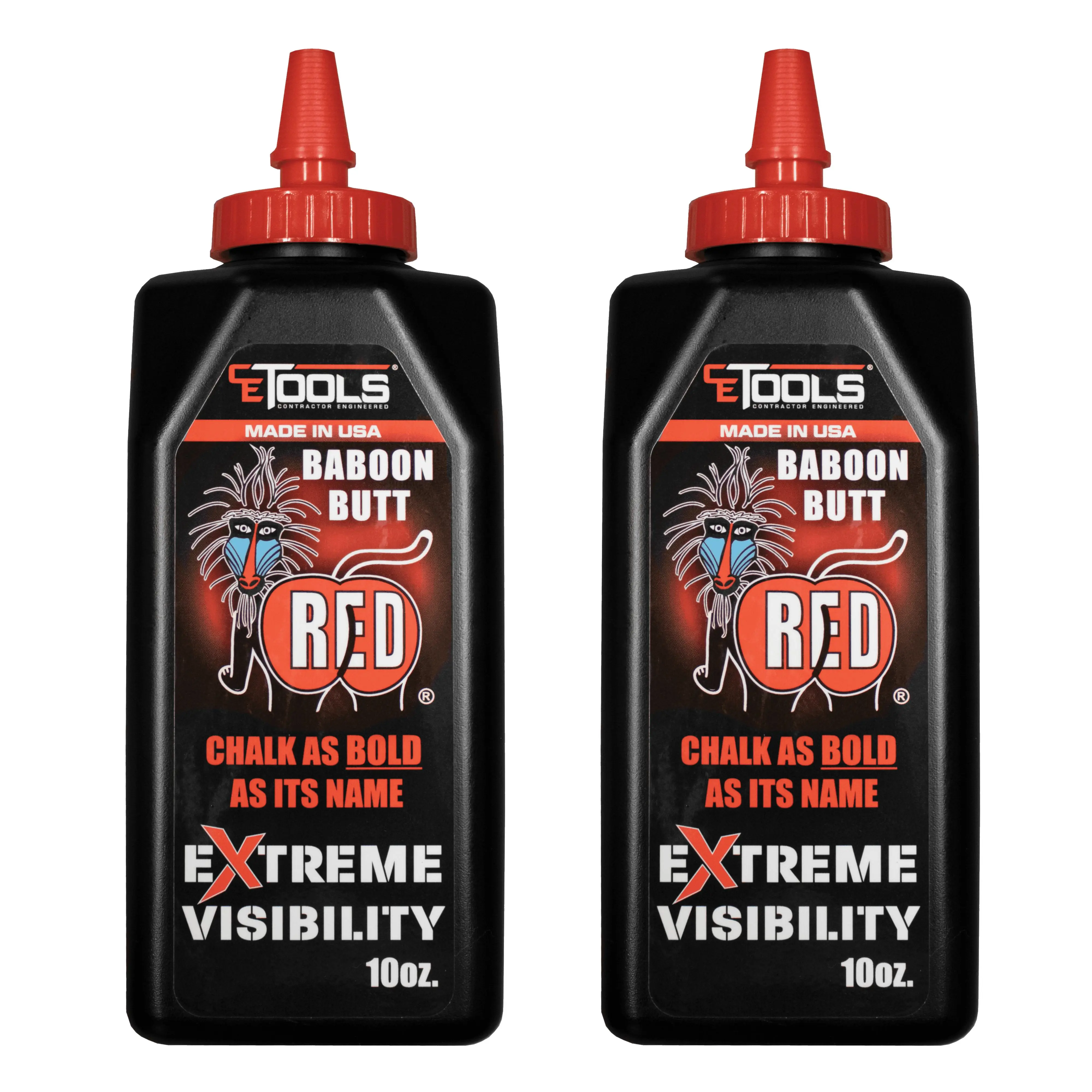 DOUBLE Baboon Butt Red Extreme Visibility Marking Chalk - 10oz X2