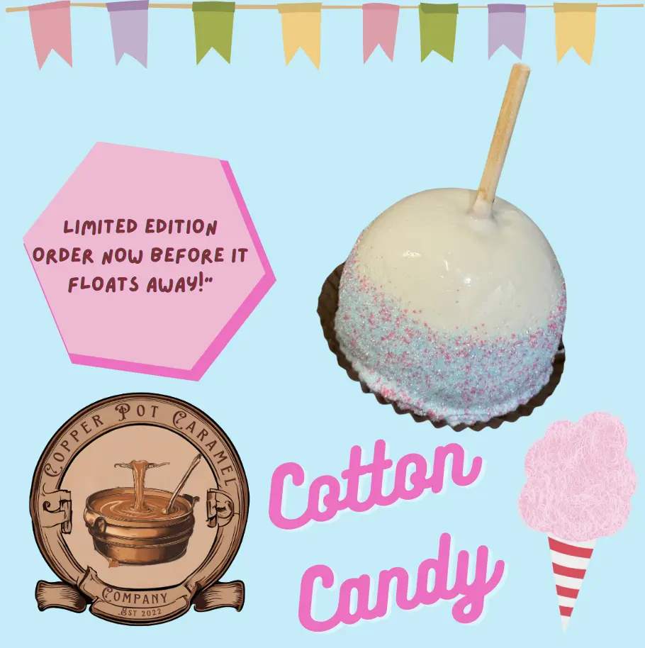 Copper Pot Caramel Company Cotton Candy: Blue Raspberry Limited Edition Sweet Treat CPCC