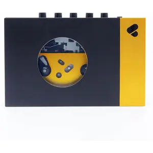 We Are Rewind Portable Cassette Player - Cassette Tape Recorder with Bluetooth Connection Speaker or Headphones, 3.5mm Audio Cable - Vintage Design Cassette Player & Recorder - (Amy, Black & Yellow)
