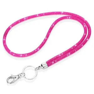 Glitter ID Badge Lanyard, 1 Count Shinny Badge Holder with Key Ring, Identification Badges & Supplies for Office School Teacher Nurse