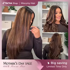 [Exclusive Offer] Wavymy Layered Cut Balayage Highlight Wear Go Glueless 7x5 Lace Pre-Bleached Straight Wigs Pre-pluck 180% Density Human Hair Wigs