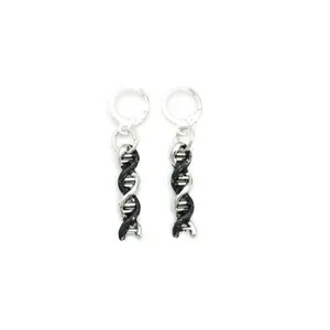 Black and Silver DNA Dangle Drop Earrings • Scientific Jewelry • Biology Themed Gift • Earrings for Science Professionals