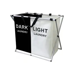 2-Compartment Upgraded Oxford Fabric Laundry Basket with Detachable & Foldable Design for Dirty Clothes, Toy and Clothing Storage SHEIN SHEIN