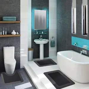 Housego Diatomite Bathroom Mat Set 3 Counts Non-slip Rubber Back Super Absorbent Floor Mat for BathroomKitchen Living Room Bathtub Shower bathroom floor mat