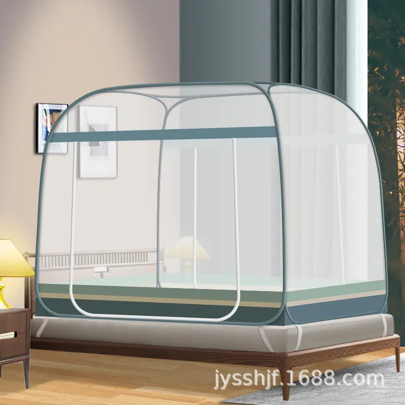 Striped green single door with fabric ed