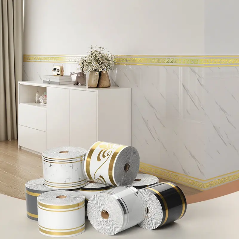 Roll Up Self-Adhesive Skirting Board Anti-Collision and Waterproof Waistline Living Room and Bedroom Decorative Wall Stickers