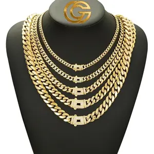 14k Real GoldPlated Cuban Link tech Chain Necklace Jewelry white stone inlay design for Men Women Gift for Lovers,Couples style Miami hip hop style craftsmanship Timeless,Colorfast Stainless Steel Antirust  AntiFriction Waterproof FadeProof Hypoallergenic