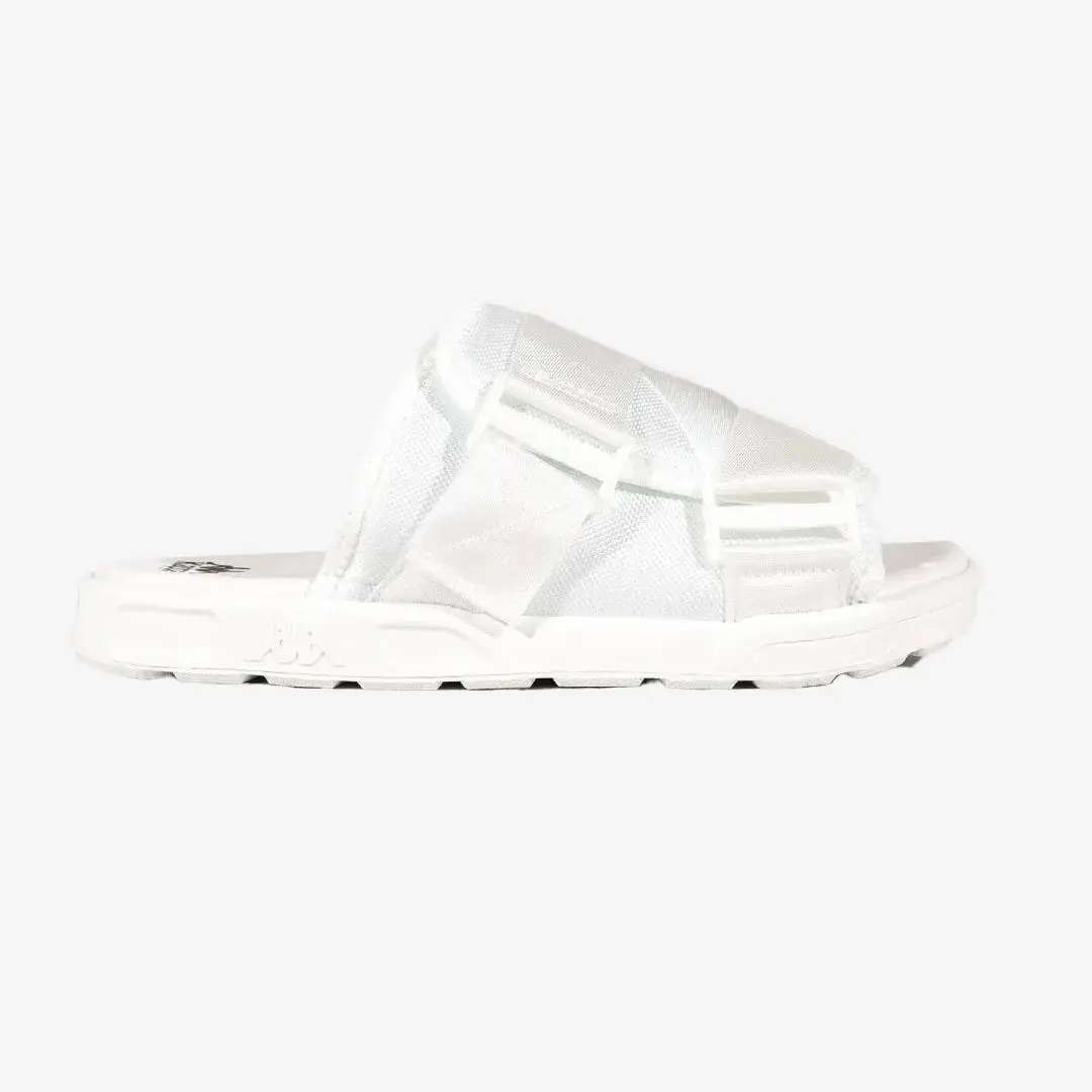 Men's Authentic Bastian 1 Slides - White-Black Shoe, Nylon Streetwear Footwear with Cushioned PVC Insole