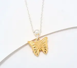 UltraFine 950 Silver Reversible Butterfly Motif Necklace